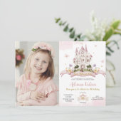 Whimsical Prinses Sprookje Kasteel Roze Verjaardag Kaart (Staand voorkant)