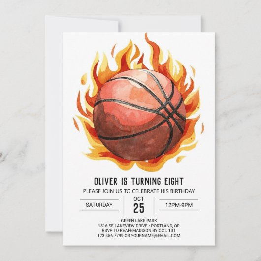 Whimsical Printable Boho Basketbal Verjaardag Kaart (Voorkant)