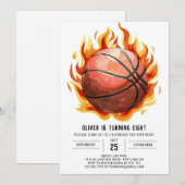 Whimsical Printable Boho Basketbal Verjaardag Kaart (Voorkant / Achterkant)