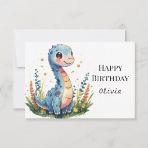 Whimsical Printable Dinosaurus Verjaardag Kaart