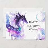 Whimsical Printable Dragon Verjaardag Kaart (Voorkant)