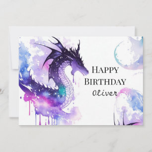 Whimsical Printable Dragon Verjaardag Kaart