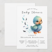 Whimsical Printable Duck Baby shower Kaart (Voorkant / Achterkant)