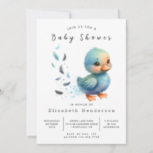 Whimsical Printable Duck Baby shower Kaart