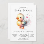 Whimsical Printable Duck Baby shower Kaart (Voorkant / Achterkant)