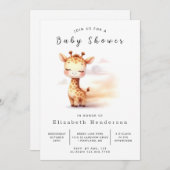 Whimsical Printable Giraffe Baby shower Kaart (Voorkant / Achterkant)