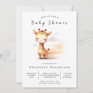 Whimsical Printable Giraffe Baby shower Kaart