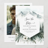 Whimsical Printable Mountain Wedding Save The Date (Voorkant / Achterkant)