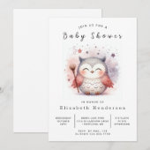Whimsical Printable Owl Baby shower Kaart (Voorkant / Achterkant)