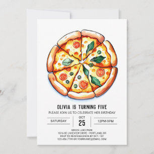 Whimsical Printable Pizza Verjaardag Kaart