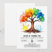 Whimsical Printable Tree Verjaardag Kaart (Voorkant / Achterkant)