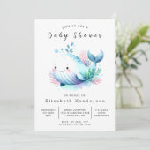 Whimsical Printable Whale Baby shower Kaart (Staand voorkant)