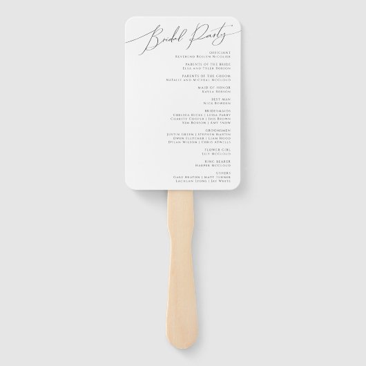 Whimsical-programma voor miniatuurscriptweddenscha handwaaier (Achterkant)