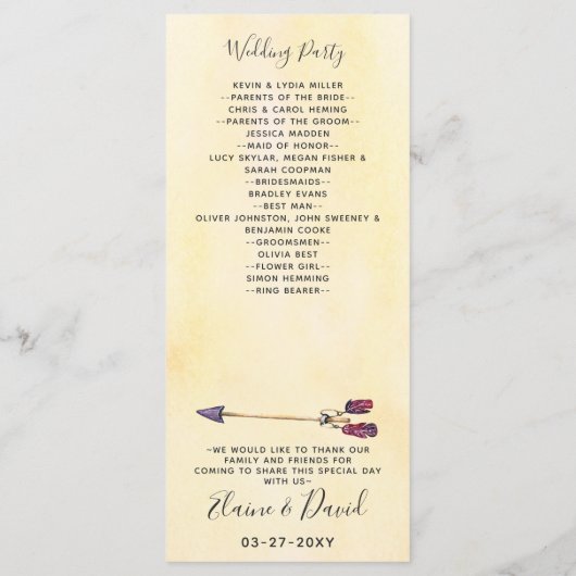 Whimsical-programma's met vrije gedistilleerde dra programmakaart (Achterkant)