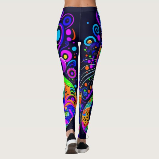 Whimsical Psychedelic Cat All-Over-Print Leggings (Achterkant)
