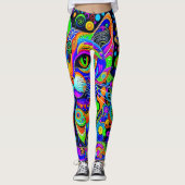Whimsical Psychedelic Cat All-Over-Print Leggings (Voorkant)