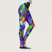 Whimsical Psychedelic Cat All-Over-Print Leggings (Rechts)