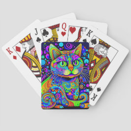 Whimsical Psychedelic Cat Classic Speelkaarten