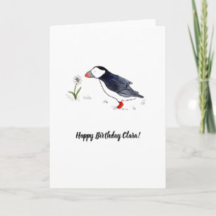 Whimsical Puffin aanpasbare Birthday Card Kaart