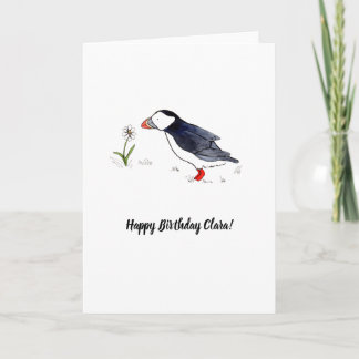 Whimsical Puffin aanpasbare Verjaardag Kaart