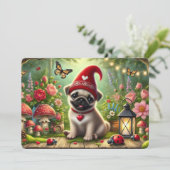 Whimsical Pug Flat Holiday Kaart (Staand voorkant)