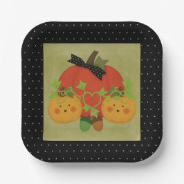 Whimsical Pumpkin & Acorn Halloween Bridal Papieren Bordje