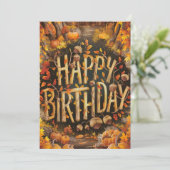 Whimsical Pumpkin Autumn Herfst Happy Birthday Kaart (Staand voorkant)