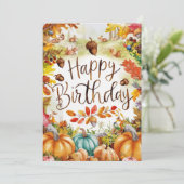 Whimsical Pumpkin Autumn Herfst Happy Birthday Kaart (Staand voorkant)