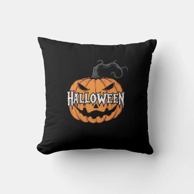 Whimsical Pumpkin en Ghost Cushion Design Kussen (Voorkant)