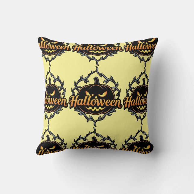 Whimsical Pumpkin en Ghost Cushion Design Kussen (Achterkant)