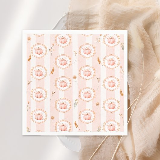Whimsical Pumpkin Fall Floral Baby Shower Servet