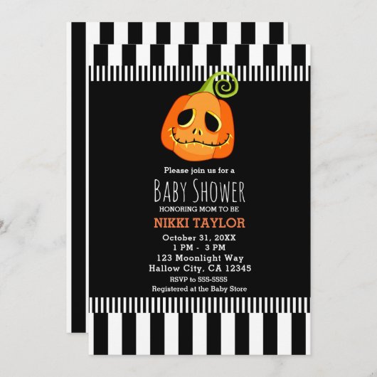 Whimsical Pumpkin Halloween Baby shower Kaart (Voorkant / Achterkant)