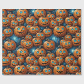 Whimsical Pumpkin Halloween Wrapping Paper Cadeaupapier (Vlak)