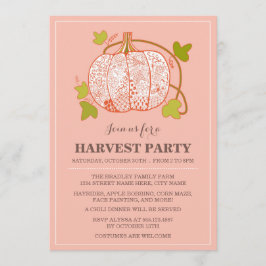 Whimsical Pumpkin Harvest Party Invitation Kaart