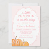 Whimsical Pumpkin Pink Girl Baby shower Kaart (Voorkant)