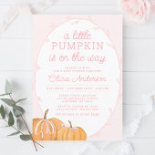 Whimsical Pumpkin Pink Girl Baby shower Kaart
