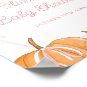 Whimsical Pumpkin Pink Girl Baby shower Welkom Poster (Hoek)