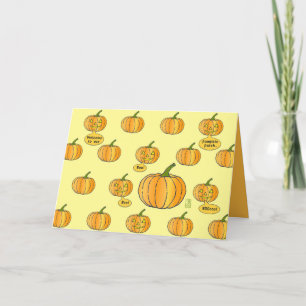Whimsical Pumpkin-pleister op Bleke geel Halloween Kaart