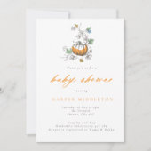 Whimsical Pumpkin & Stripes Herfst Baby shower Kaart (Voorkant)