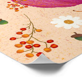 Whimsical Pumpkins Fall verlaat Waterverf kunst Poster (Hoek)