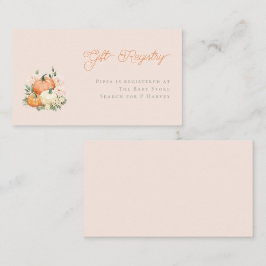 Whimsical Pumpkins & Pink Baby Registry Informatiekaartje (Voorkant / Achterkant)