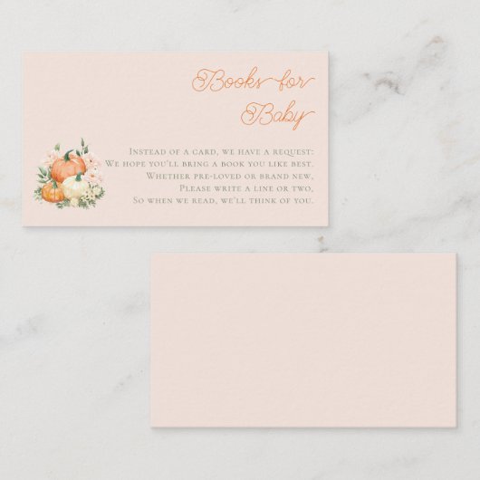 Whimsical Pumpkins & Pink Boeken voor Baby Informatiekaartje (Voorkant / Achterkant)