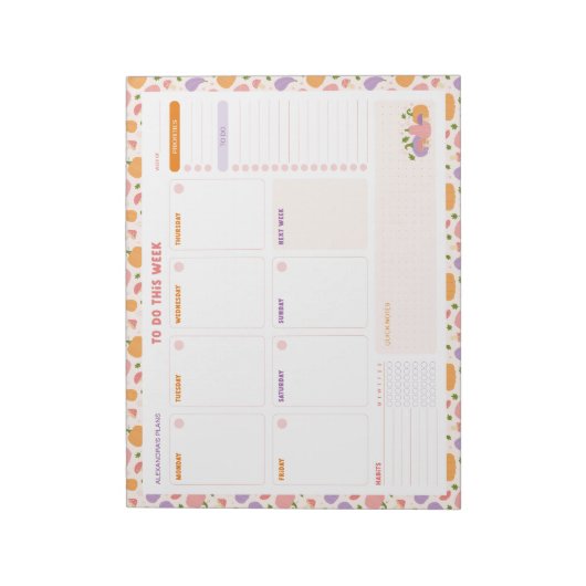 Whimsical Pumpkins Weekly to Do Lijst Planner Notitieblok (Linkerzijde)