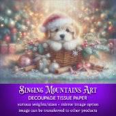 Whimsical Puppy in Kerstmis Pet Vakantie Decoupage Tissuepapier