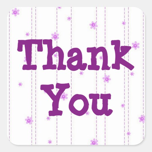 Whimsical Purple Flowers Bedankt Sticker (Voorkant)