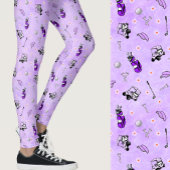 Whimsical purple golf themed patterned leggings