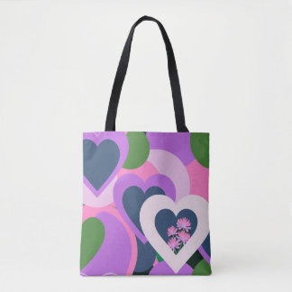 Whimsical Purple Heart Art Tote Tote Bag