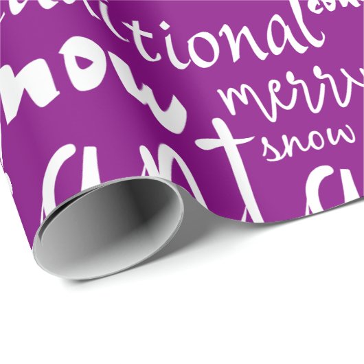 Whimsical Purple Merry Christmas Script Cadeaupapier (Rol Hoek)