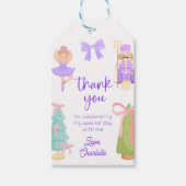 Whimsical Purple Nutcracker Birthday Gift Tag Cadeaulabel (Voorkant)