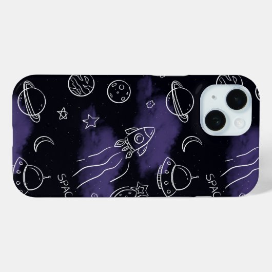 Whimsical Purple Outer Space Seamless Pattern Case-Mate iPhone Case (Achterkant (horizontaal))